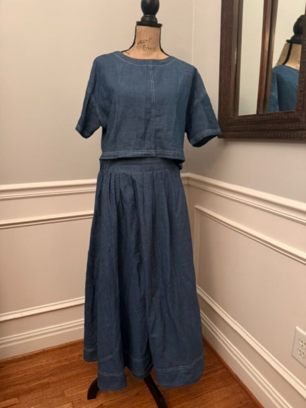 Denim Top and Skirt Set | Blu Pepper | Hot Item!